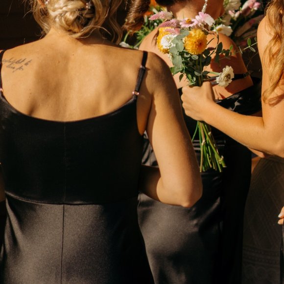 Revelry Skye black satin bridesmaid's dress NWT - Picture 9 of 9